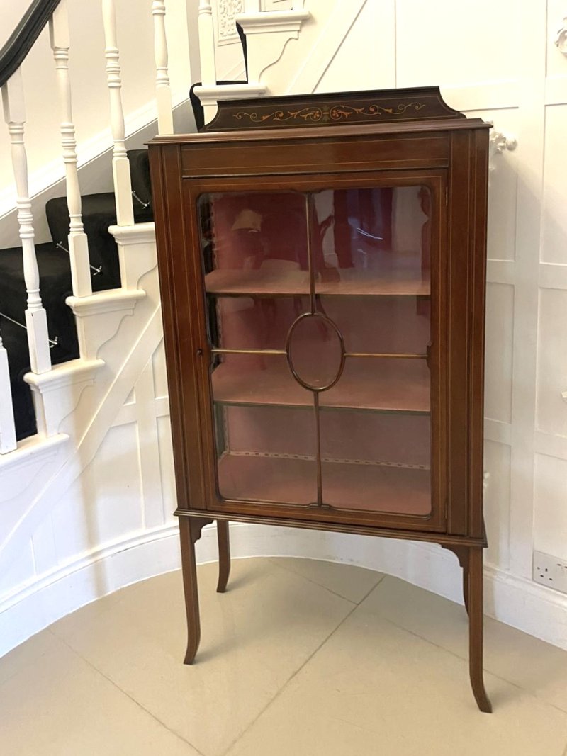 Antique Edwardian Quality Mahogany Inlaid Display Cabinet